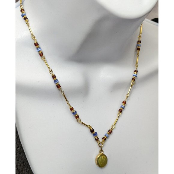 Vintage Kenneth Cole Gold And Blue Necklace - Picture 5 of 5